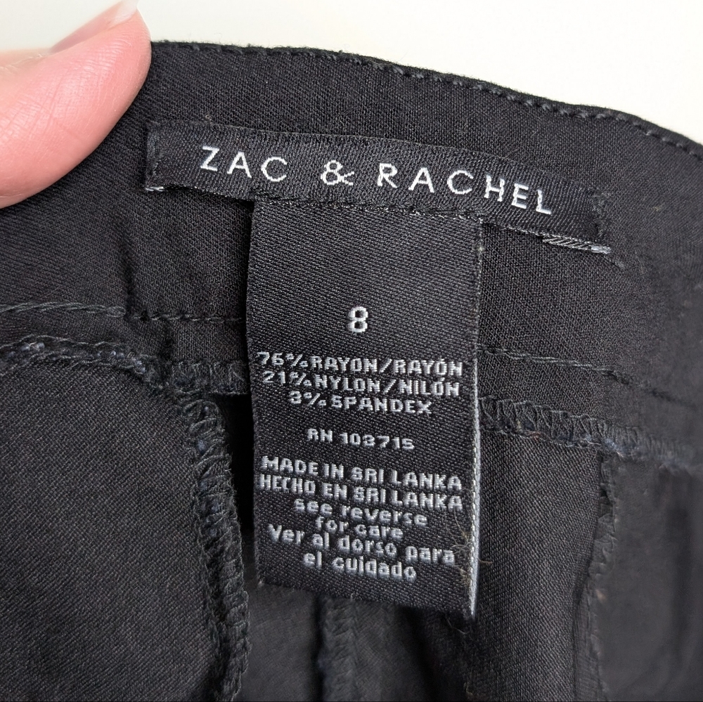 Zac & Rachel Womens Black Pull on Cropped Capris Pants with Ankle Details Size 8 - Picture 12 of 12